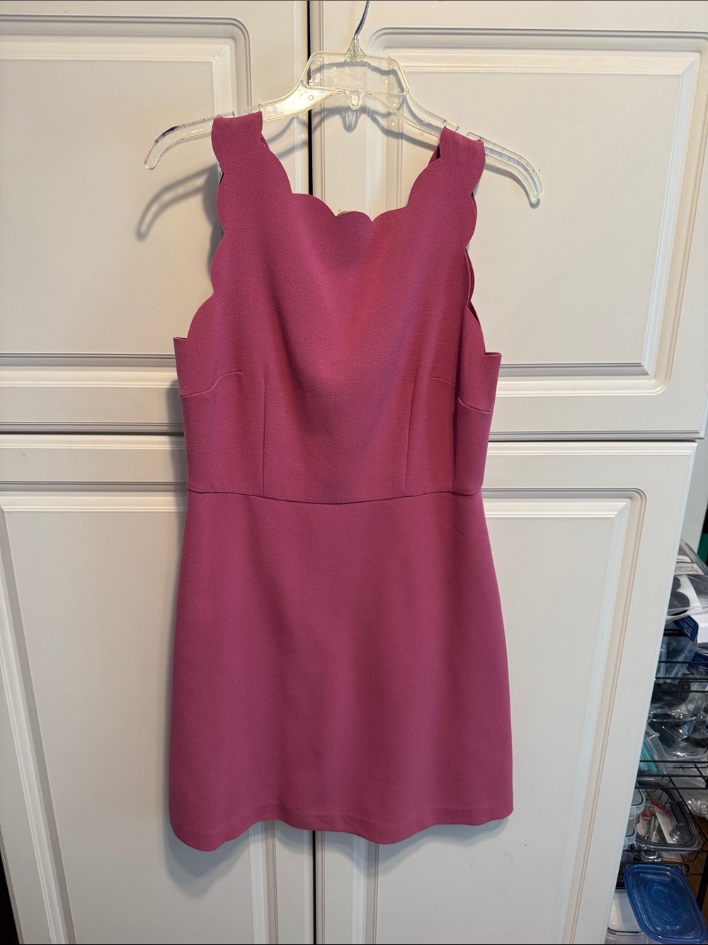 LOFT Pink Scalloped Neck Mini Dress